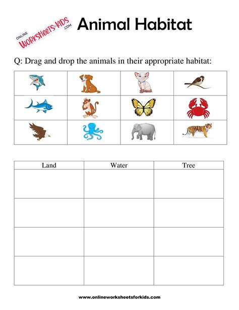 animals habitat worksheet for kindergarten.